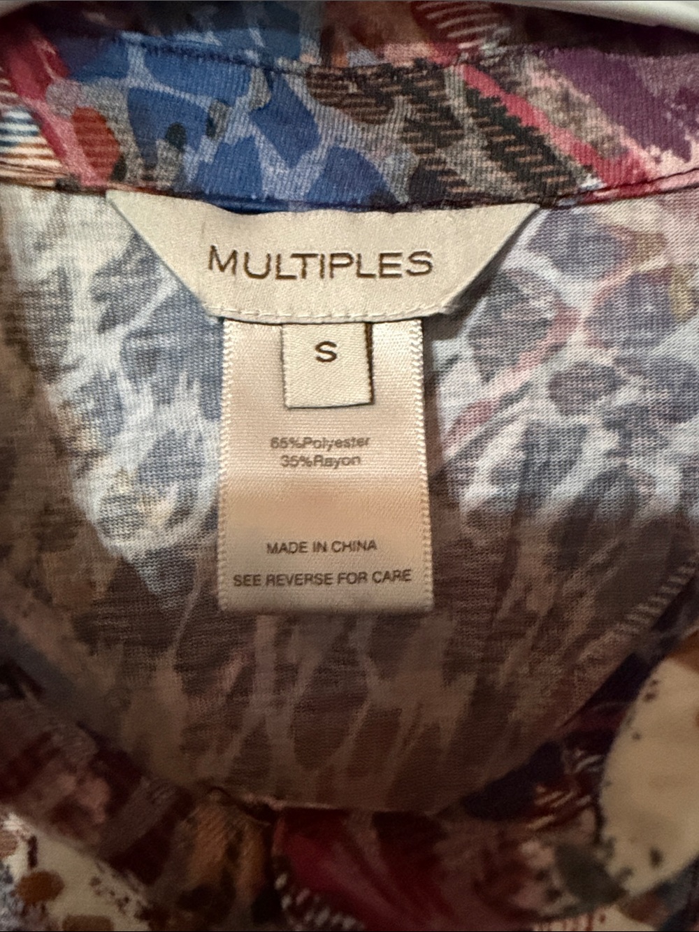 Multiples Multicolor Abstract Print Button-Down Shirt - Picture 3 of 4